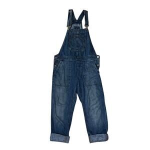 Gap Crop Slouchy Overalls Size SMALL Denim Relaxed Fit Indigo Blue Jean
